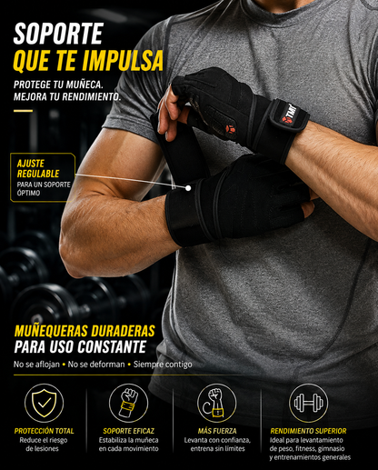 Guantes de Gimnasio con Muñequera - Fitness y Levantamiento de Pesas